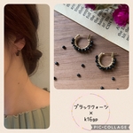 極小✨　k16gp  フープピアス　ブラッククォーツ