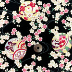 【100×50】キルトゲイト　金彩入　桜＆毬柄　生地