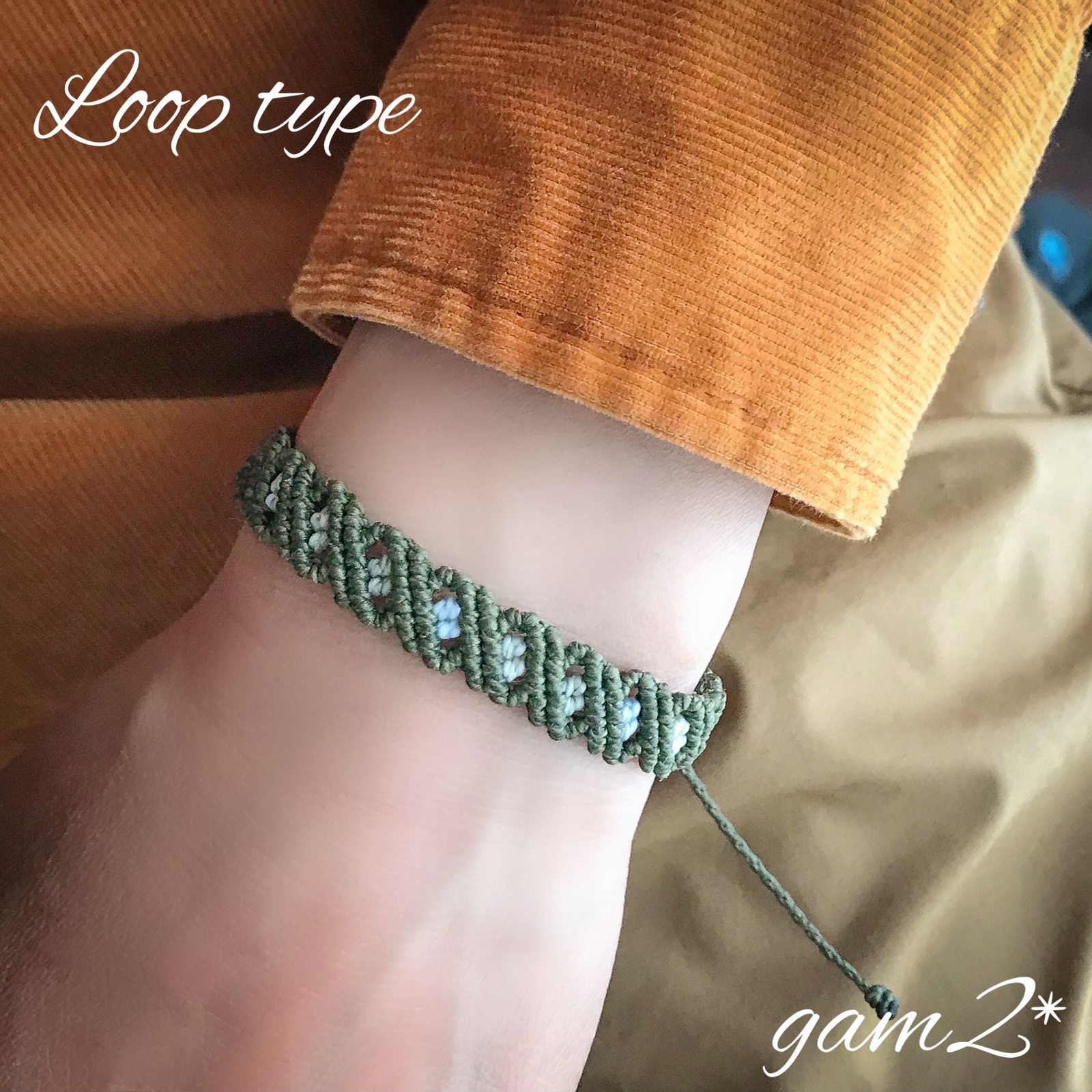 Loop type マクラメ ワックスコードブレスレット - gam2* | minne 国内 