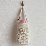 春夏用お花付き🌸模様編み消毒液ホルダー⭐︎ホワイト