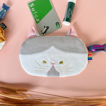 猫のお顔ポーチ 白灰ハチワレ エキゾチックショート
