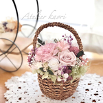 【母の日♡早割り(4/20迄)】くすみピンクの花かご        ／ 母の日  結婚祝い  誕生日プレゼント  引越し祝い  退職祝い  フラワーアレンジメント