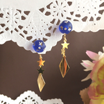 ドイツ製アクリルビーズ☆ブルー☆星のピアス