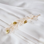 【再販】クリア&リーフ 小枝アクセサリー ヘッドドレス ブレスレット ブライダル ウェディング 結婚式 浴衣 髪飾り ゴールド パール ヘアアクセサリー お呼ばれ