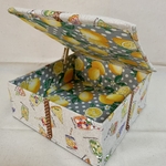 カルトナージュ作品　BOX大タイプ カフェメニューとレモン柄