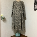リネン花柄　Aラインワンピース💕