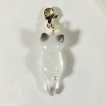 【日頃の感謝価格】マスク・ファスナーチャーム　箱座りパール猫ちゃん