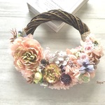 *  Salmon pink × Rose Ⅲ * wreath * ハーフリース   リース　ギフト　母の日