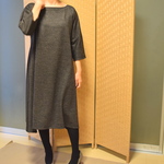 グレーポンチのロングワンピース*ウール
