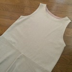 【送料無料】コットンリネンデニムのフレアワンピース　生成り