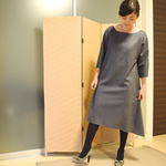 やわらかジョーゼットのロングワンピース*ウール100