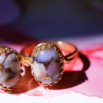【10月誕生石】ピンクオパールコッパー　オーバルLLリング
