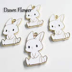 【D-0302】5pcs　うさぎ　31×16mm　ホワイト　チャーム