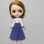 コットンリネンのティアードスカート(パンジーパープル)　ブライス　リカちゃん　アウトフィット