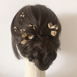 【NEW/2個セット】ゴールドフラワー 大ぶりヘアアクセサリー  ヘッドドレスコーム/金箔追加購入可/ブライダルウエディング結婚式 着物 成人式卒業式七五三 髪飾り