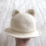 【ｍ様ご予約品】コットンのねこ耳ハット　Ｍ