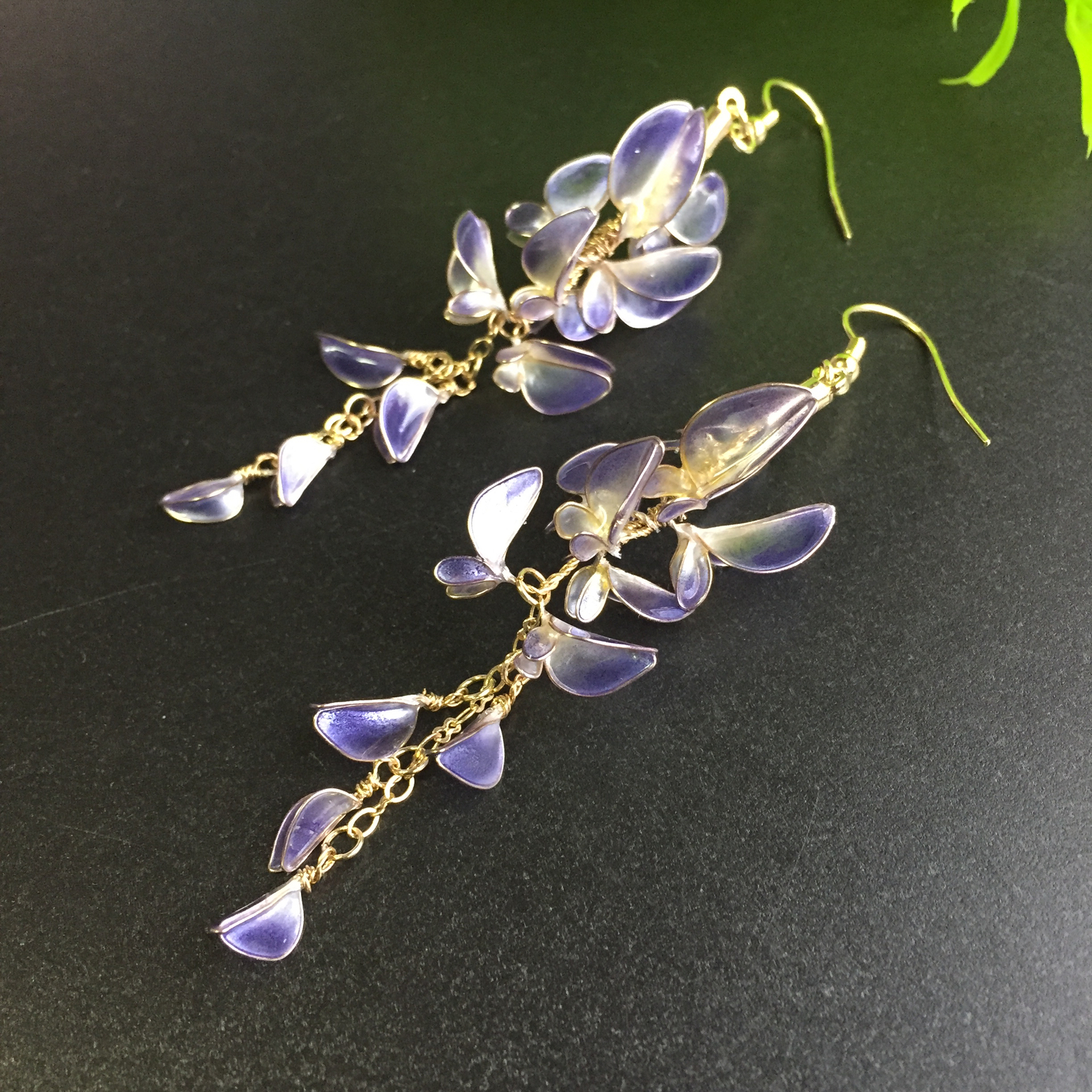 凌霄花(ノウゼンカズラ)ディップアート ピアスorイヤリング - ピアス