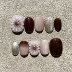 pukupku flower ニュアンスネイル　フラワーネイル　ぷっくりフラワーネイル　マグネットネイル　付け爪　ネイルチップ　10本セット