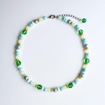 フランス ヴィンテージ ビーズ ネックレス no.12（ オリジナル グリーン ビーズネックレス ヴィンテージビーズ フランスビーズ ガラスビーズ ）