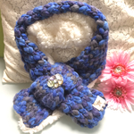 【SALE】毛糸リボンのふわふわマフラーと毛糸リボンのヘアゴムのセット