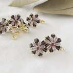 sale!!2pcs→4pcs値下げ［イヤリング］アメジスト調フラワーイヤリング m391
