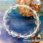 LUNASALAクリスタルヒーリングブレスレット【海の恵み】天然石ブレスレット　アクアマリン　水晶　アマゾナイト