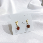 【彫金/一点限り】真鍮ピアス　ガーネット