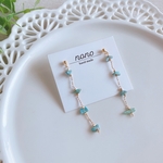 天然石✿ターコイズ華奢チェーンピアス/イヤリング サージカルステンレス nonoacs シンプル 軽い
