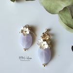 white-silver flowerヨーロピアンピアス/イヤリング