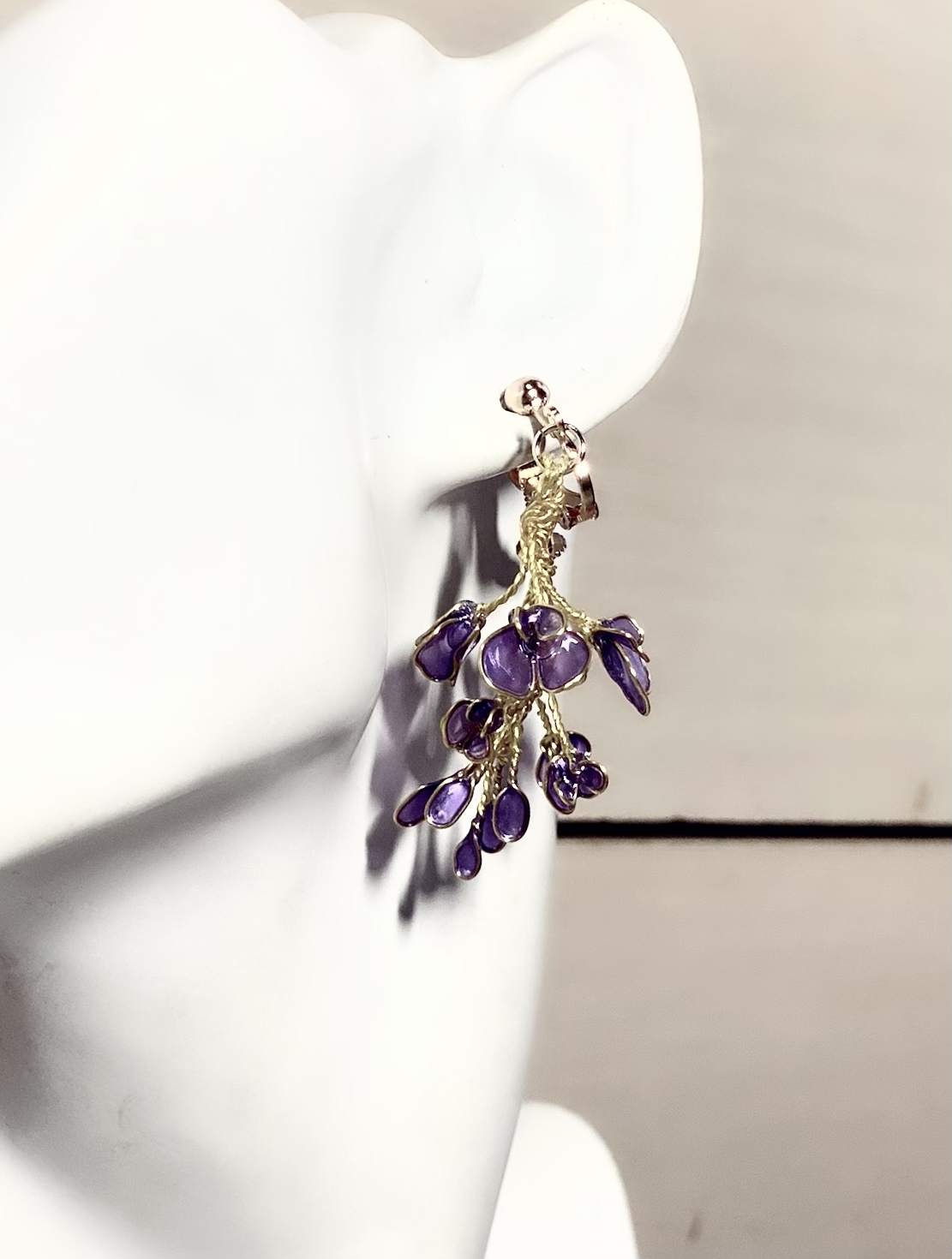 藤の花　ディップアート　ピアスorイヤリング 藤の花 クリア ピアス イヤリング ディップアート ディップ