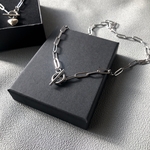 【2way】 マンテル　シルバーネックレス ［SSN001］マンテルネックレス　チェーン　ハートチャーム 2way ステンレス　海　付けっぱなし　ユニセックス