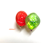 ドロップイヤリング グリーン✖️レッドオレンジ