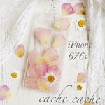 ⑥ローズとノースポールのラブリー押し花iPhoneケース