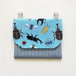 【Ｍサイズ】移動ポケット（クリップ付）昆虫_ライトブルー