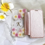 【手帳型】菊 押し花 スマホケース ＊ iPhoneクリア手帳型ケース＊ iPhoneケース ＊ iPhone12 iPhone12Pro iPhone12mini選べる5色