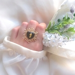 ♡再販♡ vintage frame ring ヴィンテージローズのビッグハートリング C (ブラック)