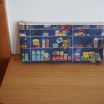 ラミネート　横長ラミネートポーチ　ラミネートポーチ No.82　パントリーねこ　インディゴブルー