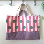 ishimachi9さんレッスンバッグ ストライプドット 