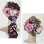 新作【F1806V3】紫♡ヘッドドレス♡髪飾り♡・結婚式・パーディー・プリザーブドフラワー