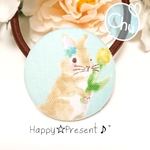再販！ほんわか可愛い💓うさぎのくるみボタンのヘアゴム❤️✨blue⑦ 送料無料 ウサギ 花柄 大人可愛い プチギフト 限定 ラッピング 癒し系