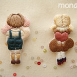 【SALE】恋する少年少女 刺繍ブローチ