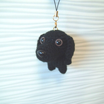 【再販】編みぐるみ犬ストラップ:ラブラドール（ブラック）
