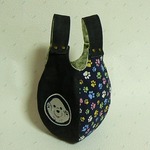 ピレニーズ　お絵描き刺繍♪　手のひらころりんバッグ　デニム＆肉球　カシメ留め　ワンワンワンワン♪