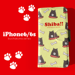 柴組。黒柴手帳型iPhoneケース6/6s