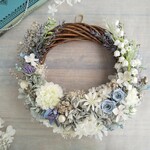  Jolie botanique＜Muguet blue＞＊受注制作＊ハーフムーンリース＊プリザーブドフラワー＊お花＊ギフト＊結婚祝い＊新築祝い＊お誕生日祝い＊ウェディング＊母の日