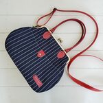 【再販３】ウォバッシュストライプがま口ショルダーバッグ（デニム）
