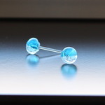bubble 琉球ガラス バイカラー ブルー/クリア 一粒ガラスのスタッドピアス 樹脂ピアス