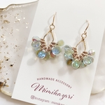 petalun diamond shape【Green rainbow】春夏　ピアス/イヤリング　刺繍　ビーズステッチ