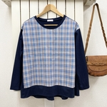 タータンチェックの切り替えオーバー長袖Ｔシャツ