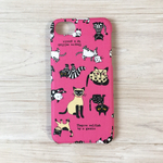 おしゃれキャット柄 ピンク スマホケース【Xperia/GALAXY/iPhone】